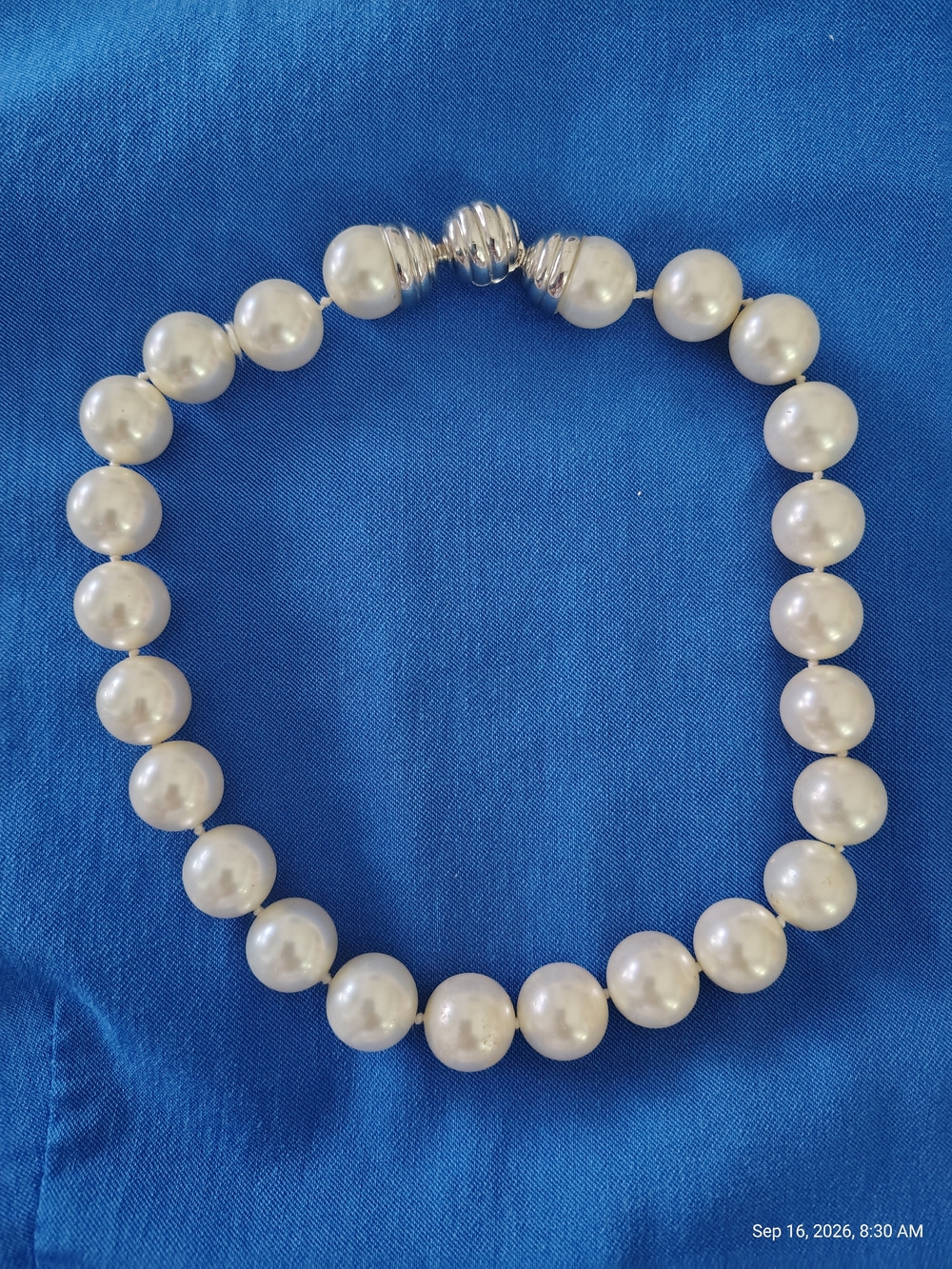 Classic White Faux Pearl Necklace with Silver Clasp